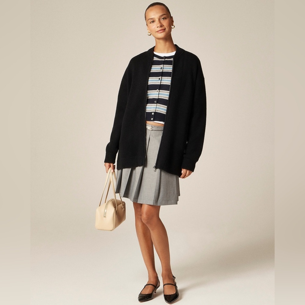J Crew Full-zip flight sweater-jacket CM693